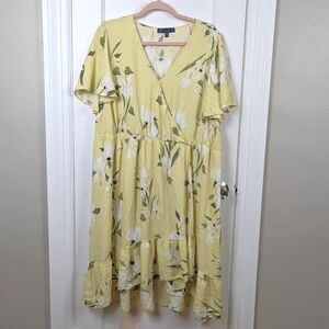 Rachel Rachel Roy | Yellow Floral Tiered Midi Dress Size 3X
